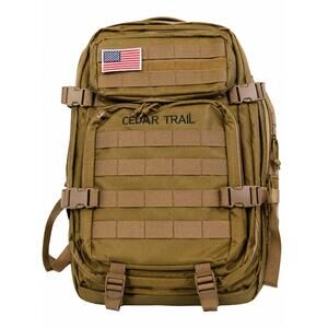 Cedar Trail 800D Tactical Military Backpack Tan MOLLE Hiking Camping Daypack